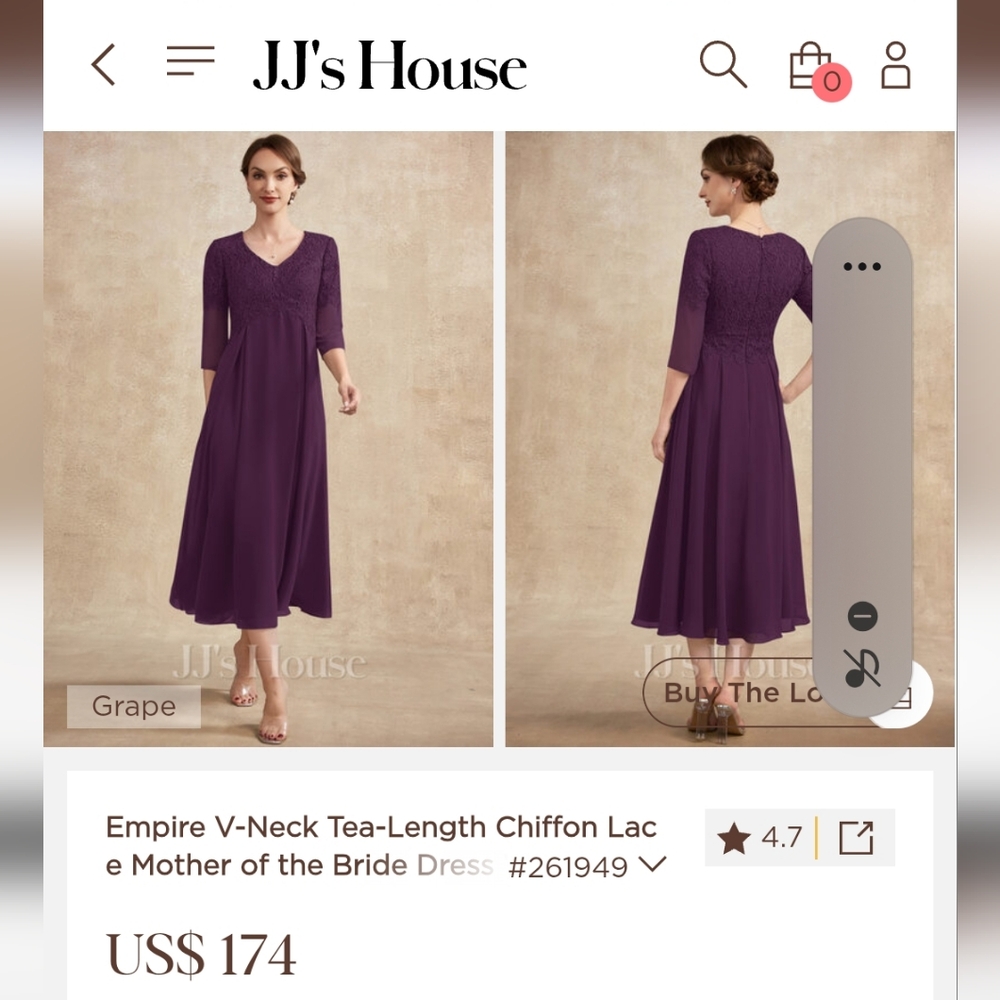 JJs House Grape Lace Chiffon Midi Dress